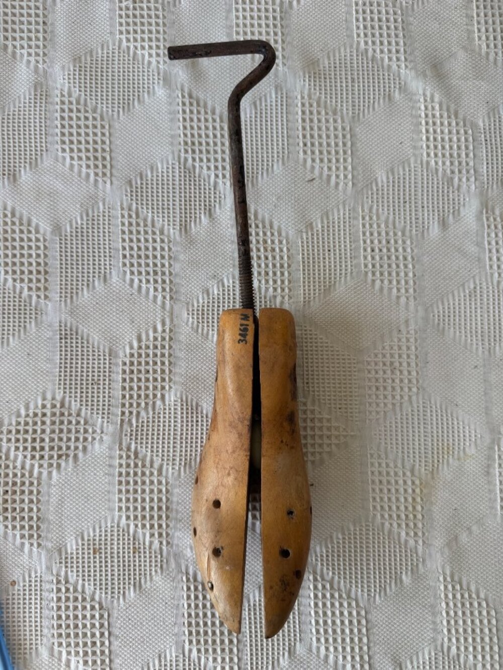 Vintage Wooden Cobbler Shoe Form Stretcher With Adjustable Metal Handle